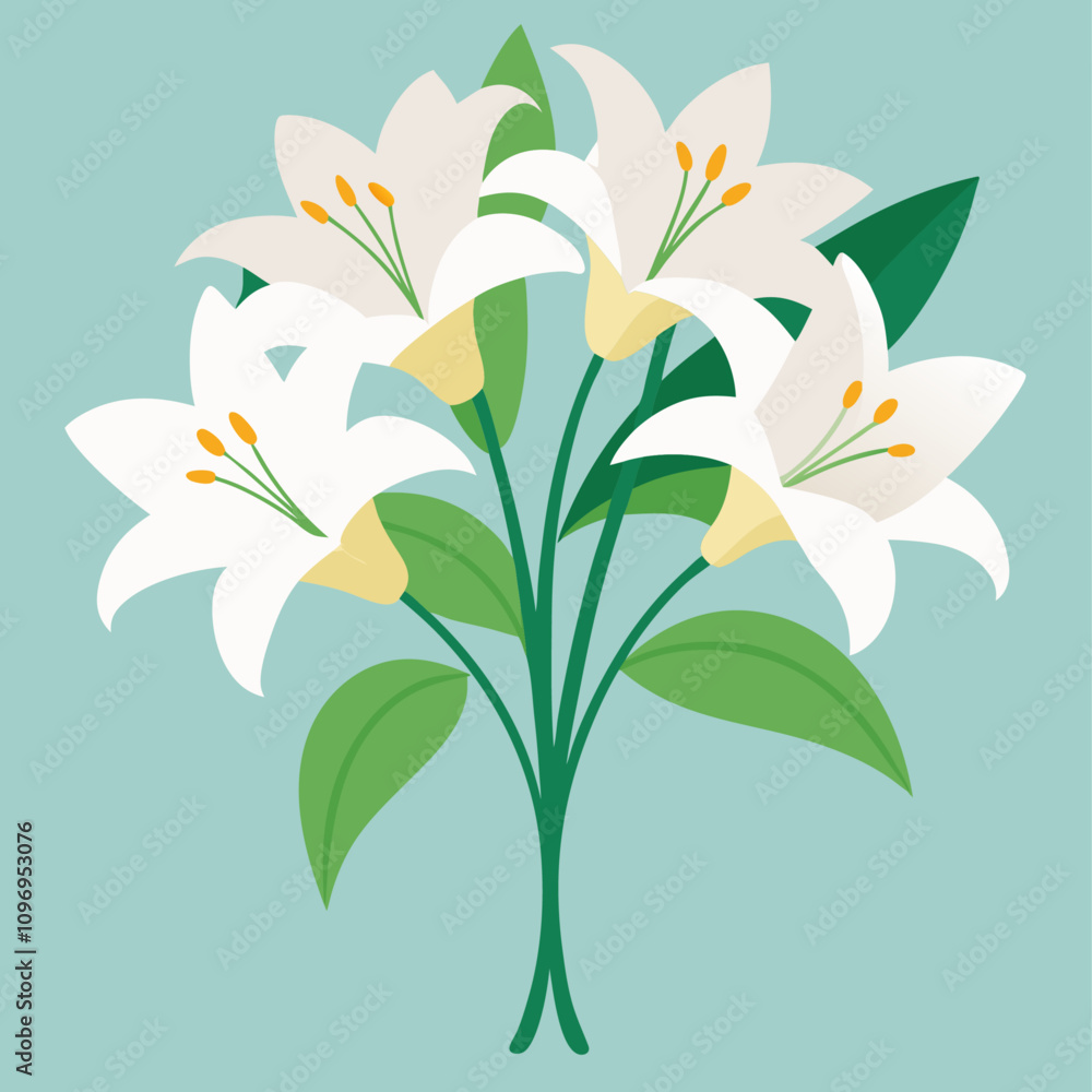 bouquet of light lilies clipart cartoon Illustration drawing bouquet of light lilies clipart cartoon Illustration drawing