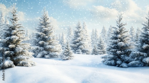 Wallpaper Mural Snowy Winter Scene with Christmas Trees Torontodigital.ca