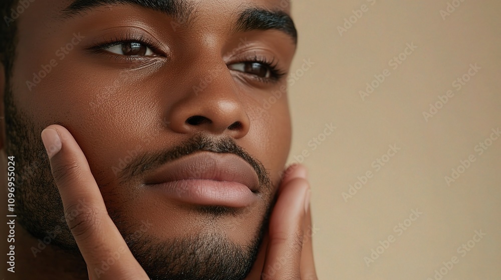 Close-Up of a Man with Hydrated and Smooth Skin Texture Close-Up of a Man with Hydrated and Smooth Skin Texture