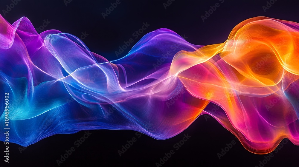 Colorful Abstract Light Patterns Flowing Gracefully in a Dark Setting Colorful Abstract Light Patterns Flowing Gracefully in a Dark Setting