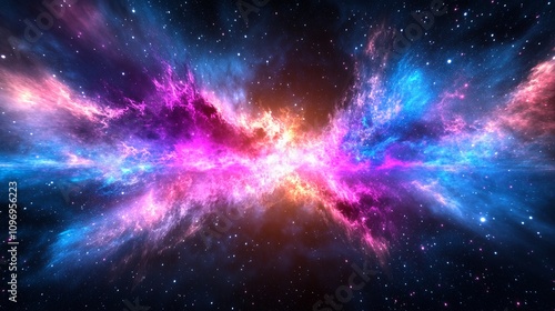 Vibrant Cosmic Explosion of Colors and Gases in the Depths of Space During the Formation of a Nebula