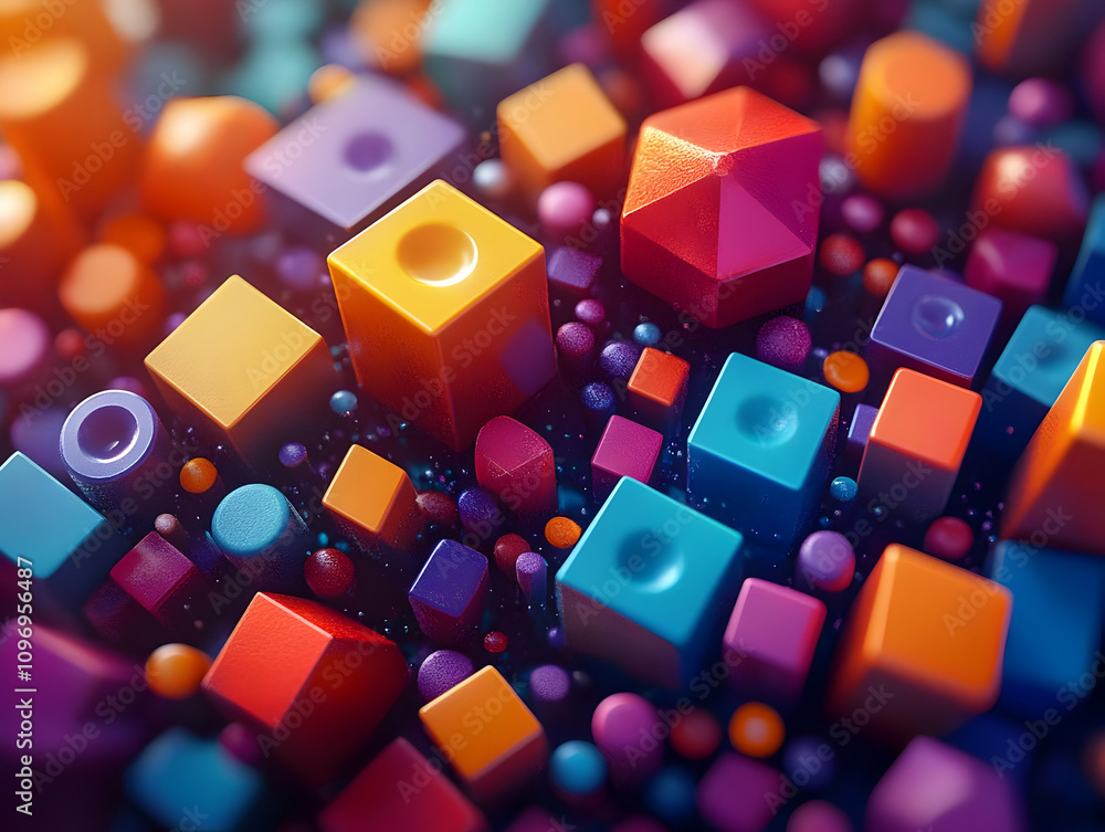 Vibrant 3D Geometric Shapes Background Vibrant 3D Geometric Shapes Background