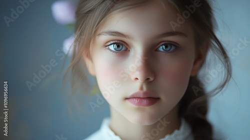 Serene Young Russian Girl with Bright Eyes and Soft Expression