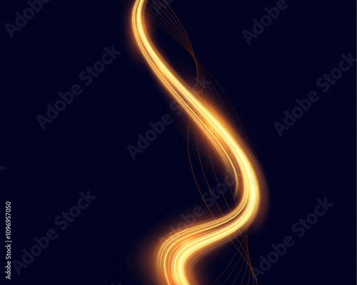 Golden Light Wave speed Lines: Shining Gold Design Element with Wavy Bright Stripes.	
