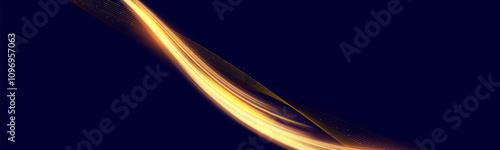 Golden Light Wave speed Lines: Shining Gold Design Element with Wavy Bright Stripes.	
