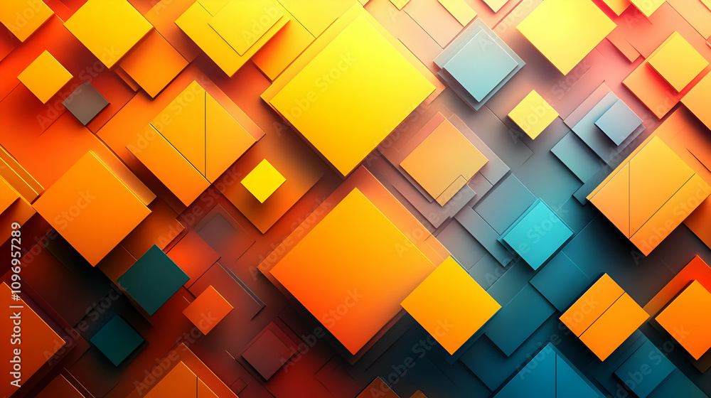 Abstract 3D Orange and Teal Square Background Abstract 3D Orange and Teal Square Background