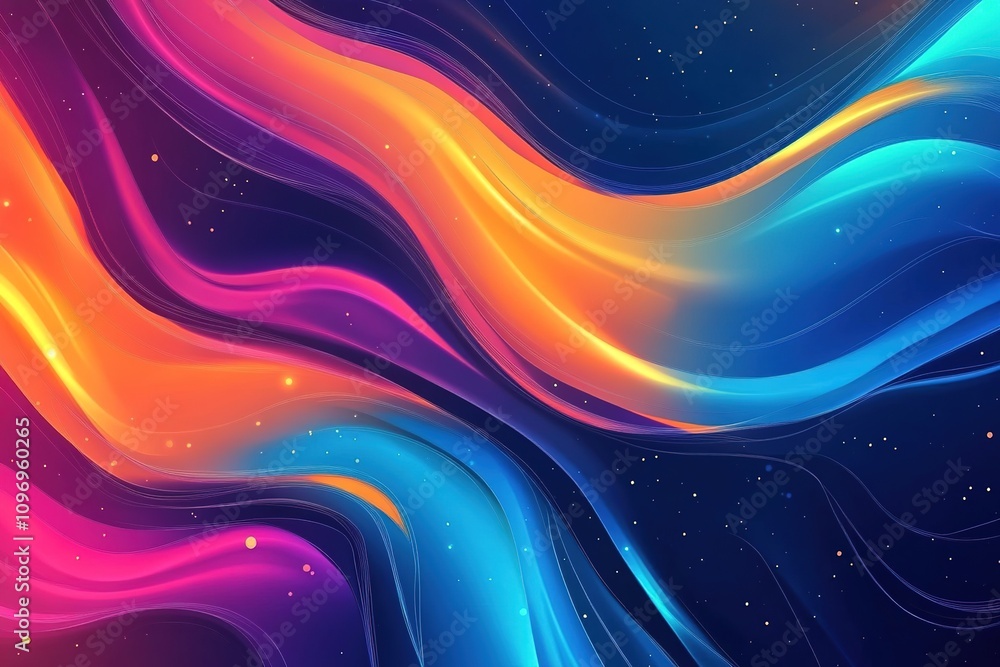Colorful abstract wavy background with stars Colorful abstract wavy background with stars