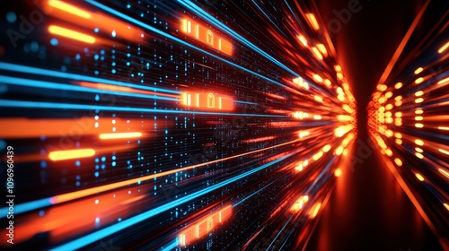 Dynamic Holographic Firewall Securing Data Privacy Digital Realm Technology Art Virtual Environment Futuristic Concept