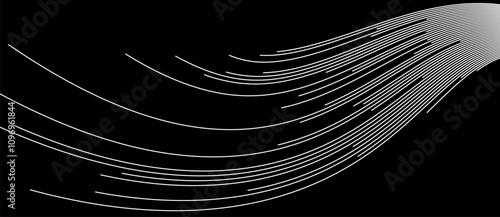 White wave dynamic lines on black background.