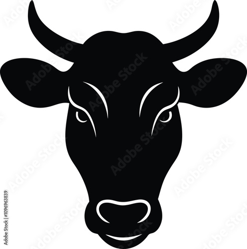 cow black Silhouette isolated vector art Illustration with white background
