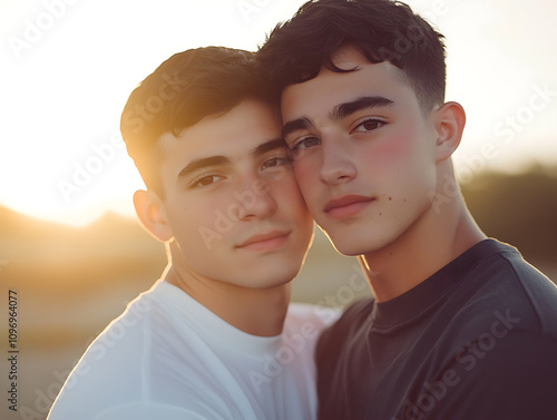 Photorealistic portrait of a couple LGBTQ+ LGBTQIA+ pride month celebration