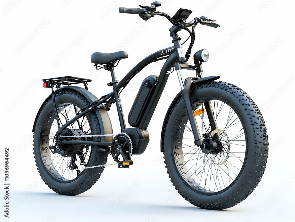 Black Electric Fat Tire Bike 3D Render Black Electric Fat Tire Bike 3D Render