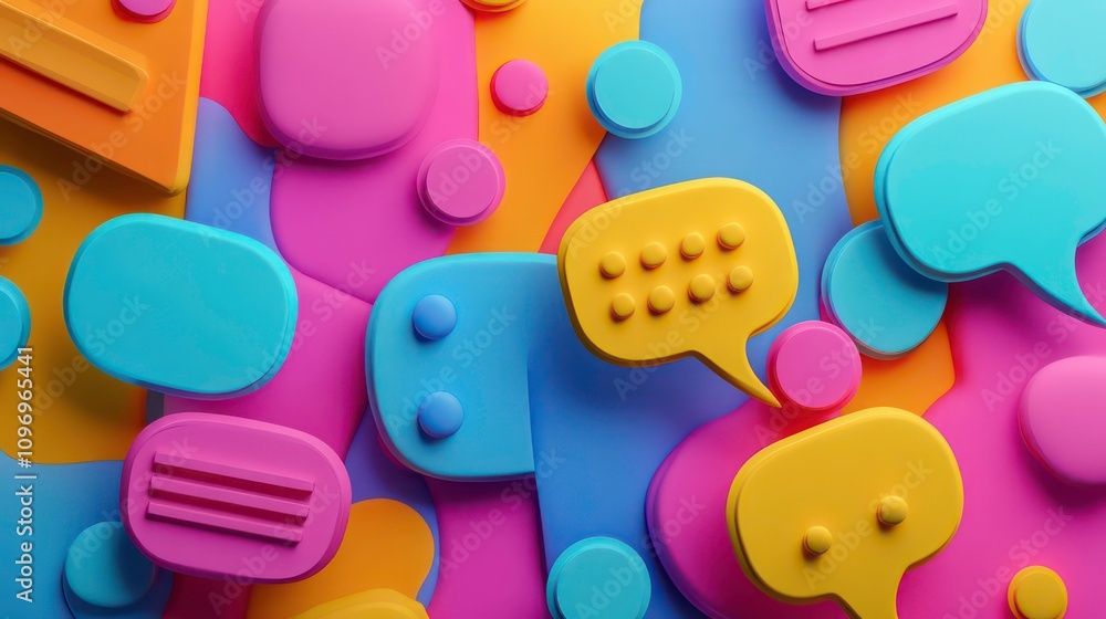 A colorful background of overlapping speech bubbles representing communication and conversation. A colorful background of overlapping speech bubbles representing communication and conversation.