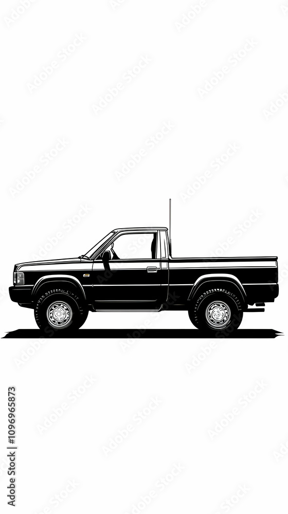 Black Pickup Truck Illustration Black Pickup Truck Illustration