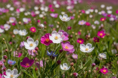 Radiant Flowers in a Bright Spring Meadow Landscape