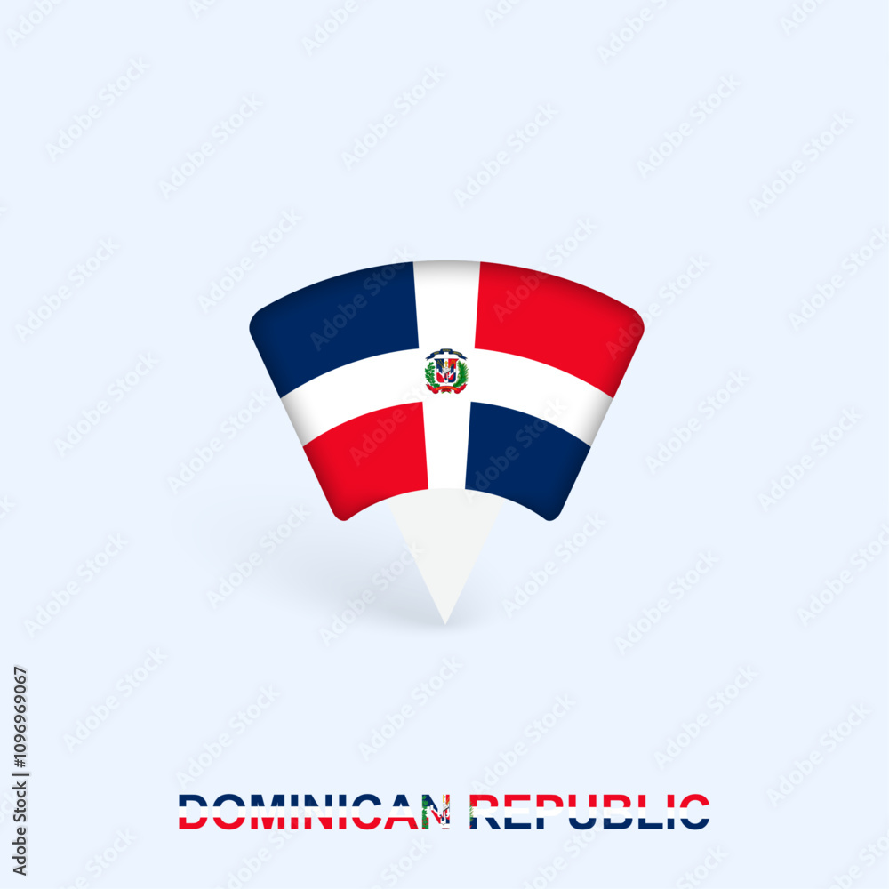 Dominican Republic Flag Map Pointer Design with Shadow. Dominican Republic Flag Map Pointer Design with Shadow.