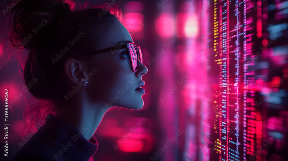 Cyberpunk Girl Coding Illustration Cyberpunk Girl Coding Illustration