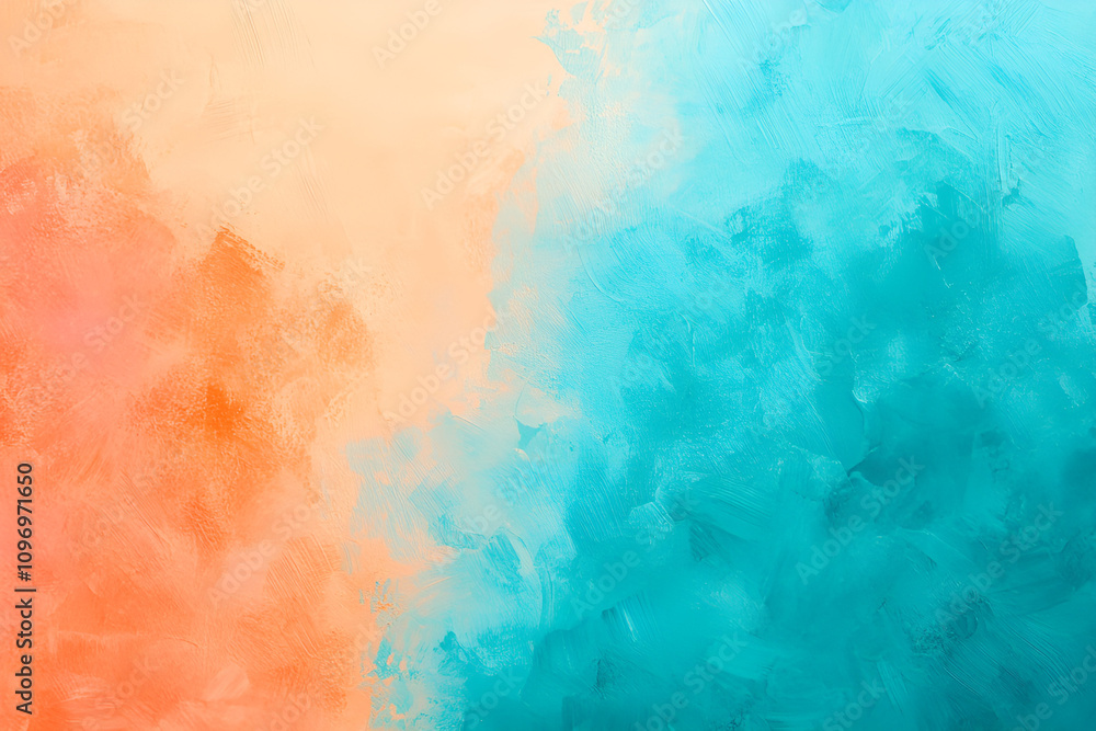 Obraz premium colorful vibrant aged horizontal background with medium turquoise, pastel orange and royal blue color