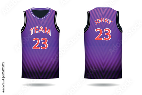 Basketball jersey design template. Uniform front and back. Sports jersey vector.