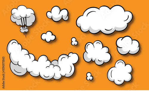 Set of cloud with pop art style