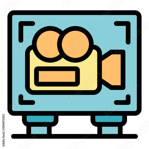 Retro video camera icon capturing moments, symbolizing filmmaking and vintage technology