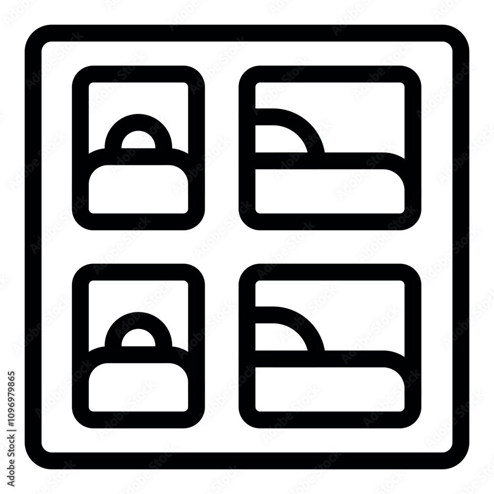 Simple black and white line drawing of a mood board displaying variations of sunrise and sunset, inspiring creativity Simple black and white line drawing of a mood board displaying variations of sunrise and sunset, inspiring creativity