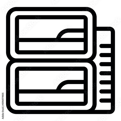 Minimalist vector illustration representing a double decker bed, suitable for projects related to hostels, dormitories, budget accommodation and shared rooms