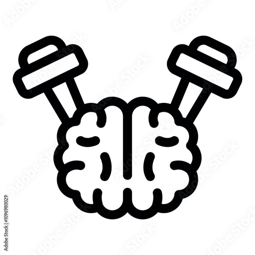 Brain engaging in weightlifting, symbolizing mental exercise and cognitive enhancement