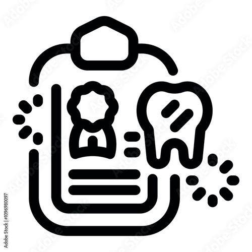 Clipboard showing dental certificate guaranteeing healthy teeth, promoting excellent oral hygiene and quality dental care