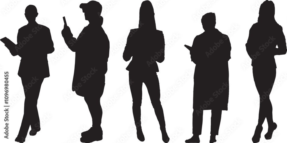 silhouettes of business women's vector set silhouettes of business women's vector set
