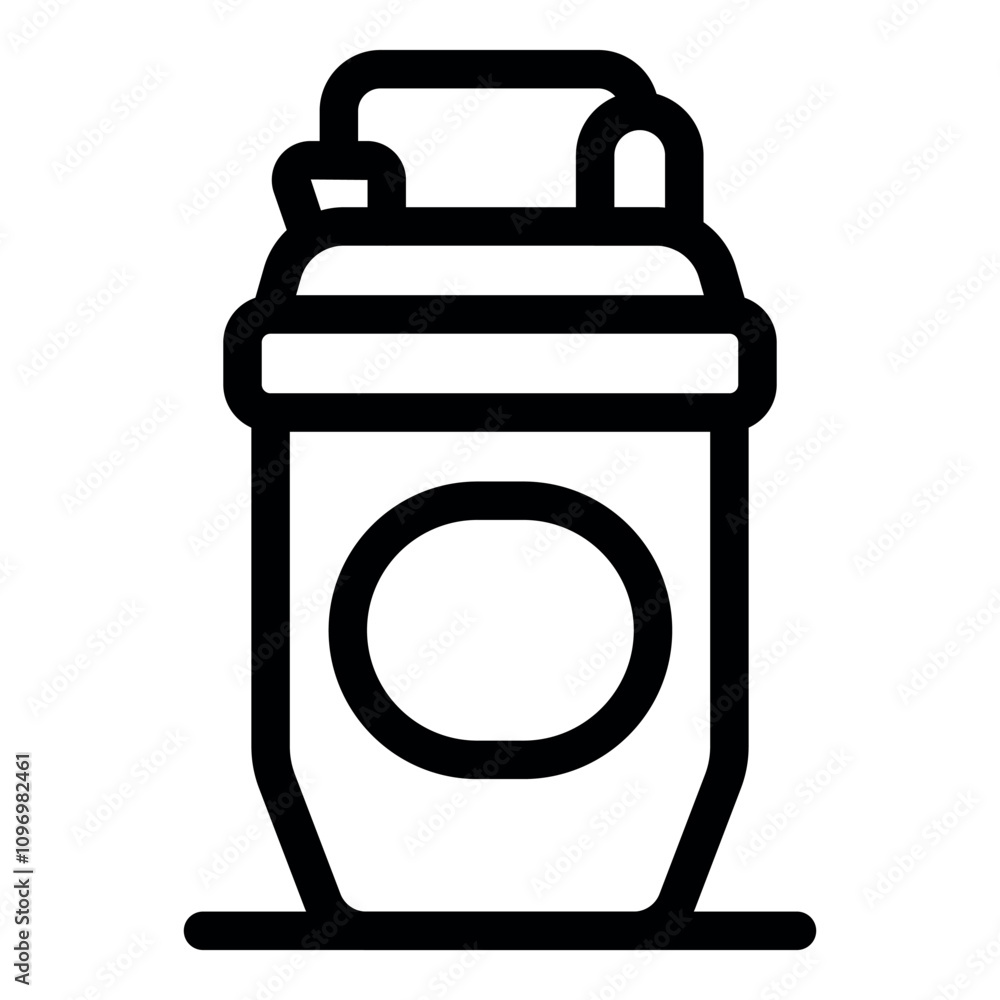 Plastic protein shaker for mixing sport nutrition is standing on table, fitness and healthy lifestyle concept Plastic protein shaker for mixing sport nutrition is standing on table, fitness and healthy lifestyle concept