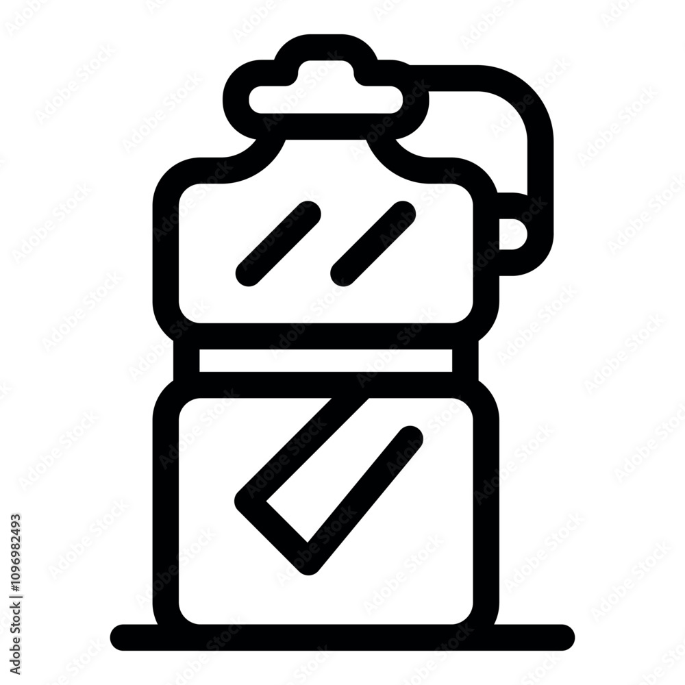 Promoting hydration and purity, a large water bottle stands with a handle and check mark symbol, emphasizing the importance of clean drinking water Promoting hydration and purity, a large water bottle stands with a handle and check mark symbol, emphasizing the importance of clean drinking water
