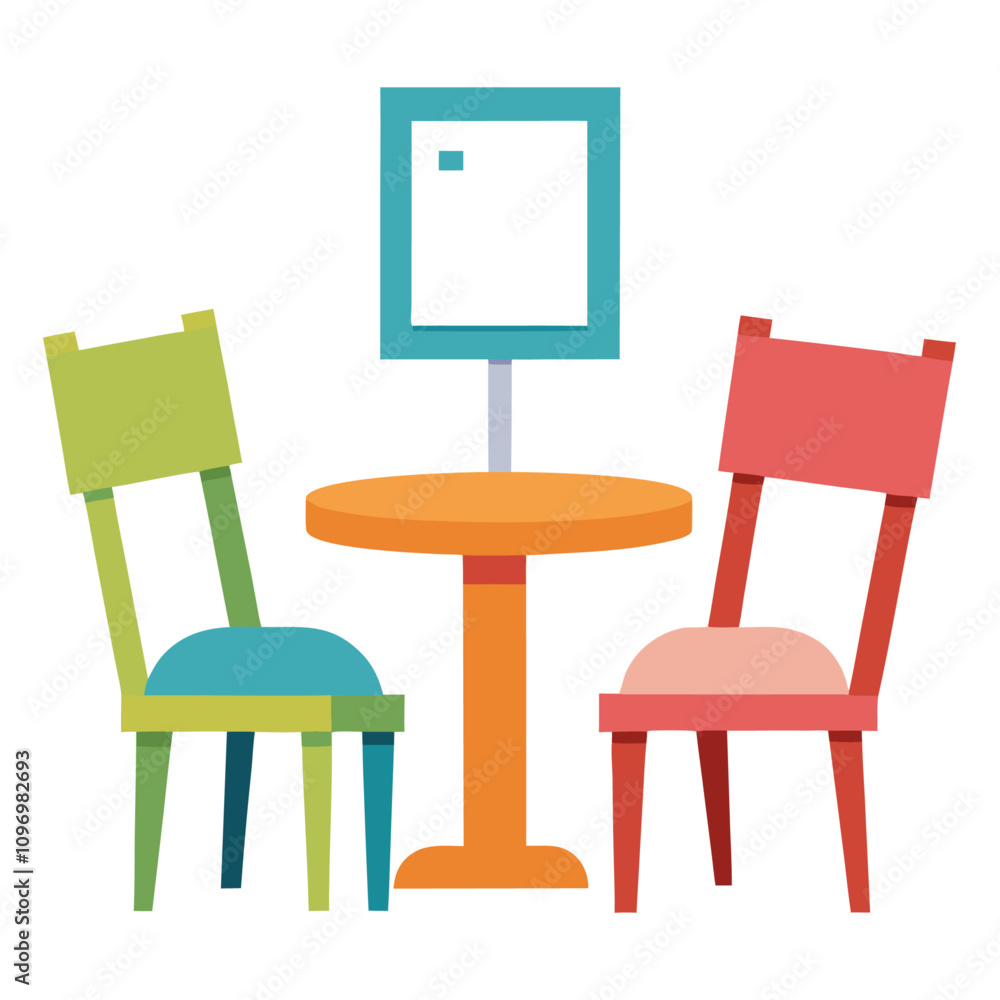 Fototapeta premium chairs and table sign clipart cartoon Illustration drawing