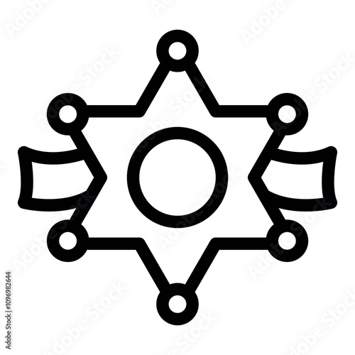 Sheriff star badge symbol features ribbons and circles, conveying authority, connection, and justice within law enforcement