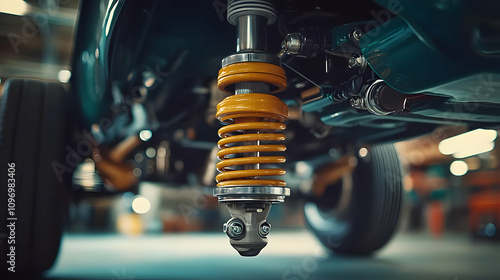 Yellow Coilover Suspension Illustration photo