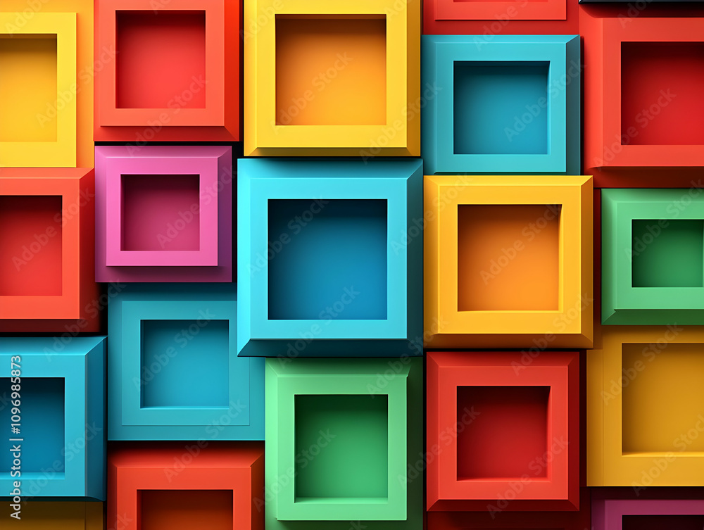 Colorful 3D Square Frame Background Colorful 3D Square Frame Background