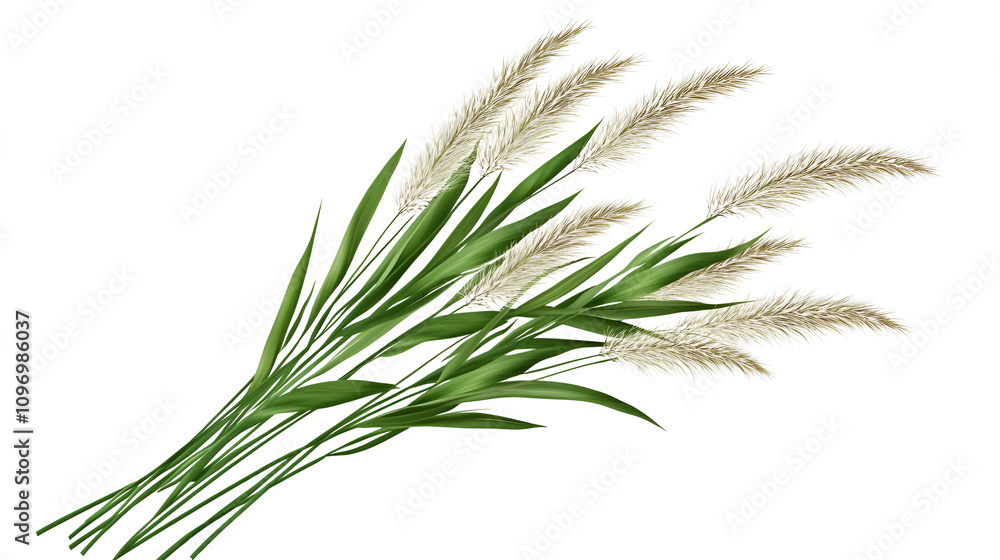 Elegant bouquet of pampas grass with green leaves, natural and decorative aesthetic, botanical concept Elegant bouquet of pampas grass with green leaves, natural and decorative aesthetic, botanical concept