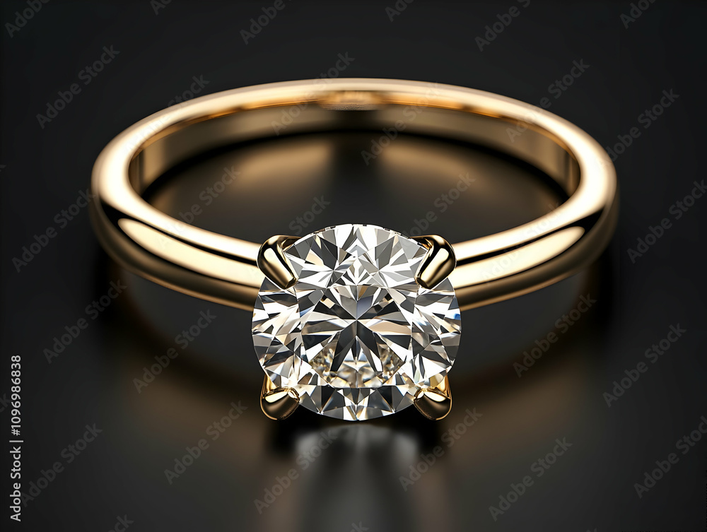 3D Render Gold Diamond Ring 3D Render Gold Diamond Ring
