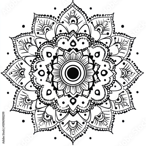 Intricate Black And White Mandala Design