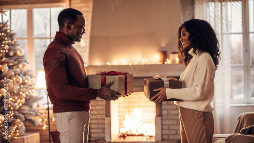 Couple Exchanging Gifts