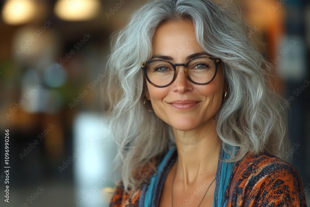 cheerful middle-aged businesswoman engaged in a meeting, sharing laughs and discussing strategies with colleagues, illuminated by a collaborative atmosphere filled with innovation cheerful middle-aged businesswoman engaged in a meeting, sharing laughs and discussing strategies with colleagues, illuminated by a collaborative atmosphere filled with innovation