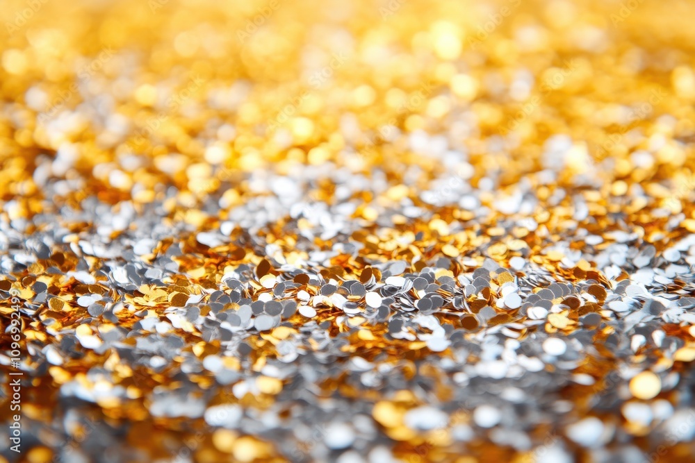 Soft Focus on Gold and Silver Confetti Background Soft Focus on Gold and Silver Confetti Background
