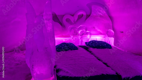 two beds carved into the ice