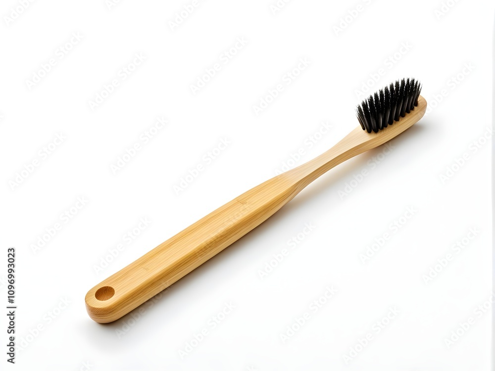 Bamboo toothbrush isolated on white background, eco-friendly choice for everyday hygiene Bamboo toothbrush isolated on white background, eco-friendly choice for everyday hygiene