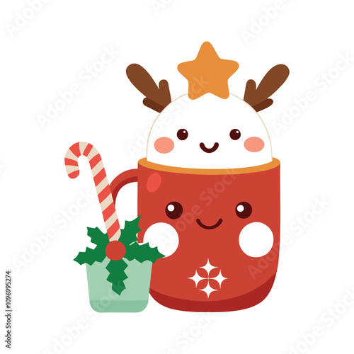 Christmas Drinks Vector Set - Cute Festive Beverage Illustrations with Mugs, Cocoa, and Mulled Wine for Holiday Decor