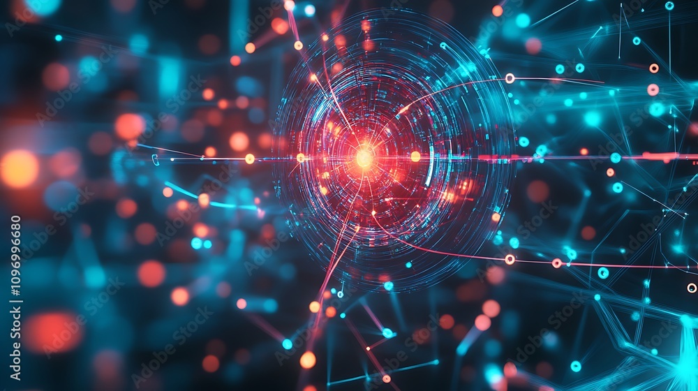 Obraz premium A futuristic physics research center with interactive digital models of the fundamental forces and their interactions 