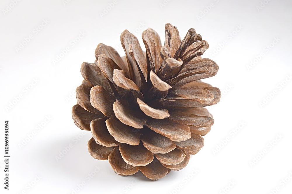Closeup pine cone on white background with shadow Closeup pine cone on white background with shadow