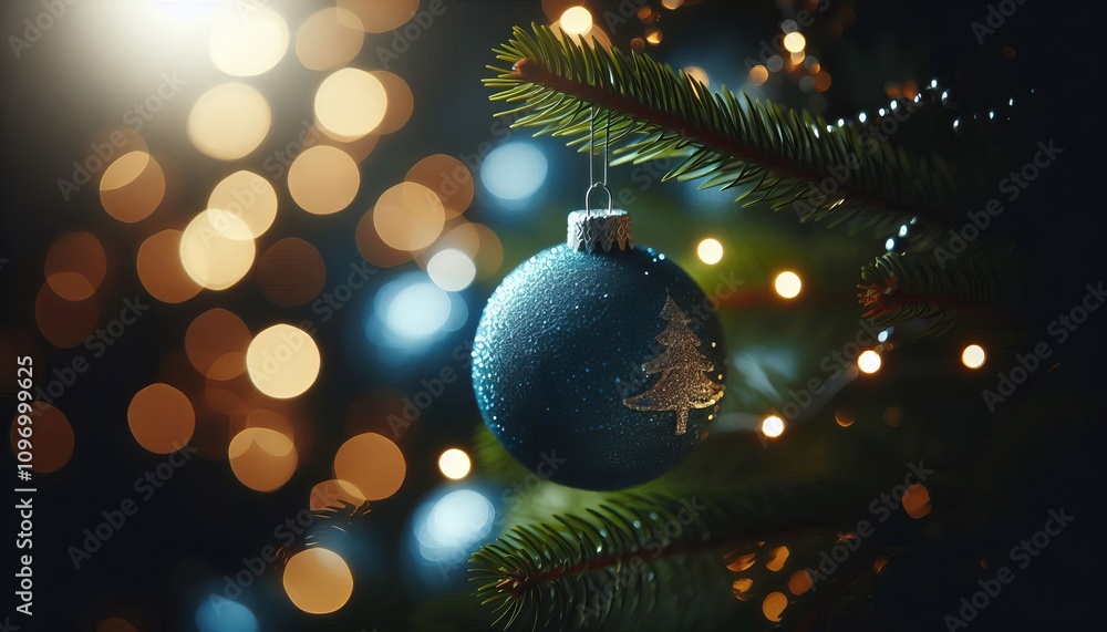 Blue Christmas Ornament - Decorated Christmas Bauble Background with Space for Copy - Christmas Ornament with Christmas Tree - Holiday Diffused Bokeh Wallpaper - Snow, Mistletoe and Presents Blue Christmas Ornament - Decorated Christmas Bauble Background with Space for Copy - Christmas Ornament with Christmas Tree - Holiday Diffused Bokeh Wallpaper - Snow, Mistletoe and Presents