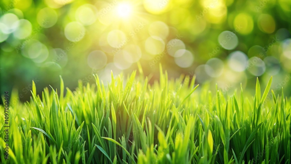 close up of green grass with blurred garden background
close up of green grass with blurred garden background