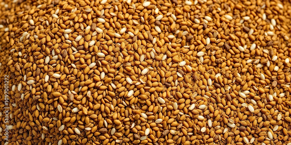 Close-up of Freshly Ground Cumin Seeds, close-up photography, culinary art, spice grinder Close-up of Freshly Ground Cumin Seeds, close-up photography, culinary art, spice grinder